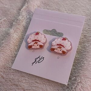 Adorable Handmade Strawberry Shortcake Stud Earrings || Woman’s Jewelry
